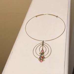 Gold tone necklace with rhinestones